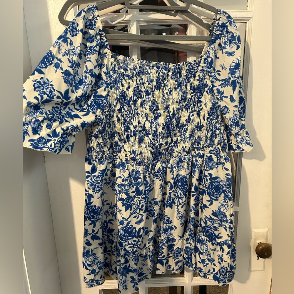 Blue and White Top